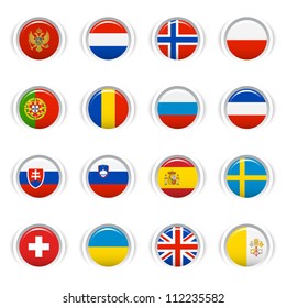 Glossy Buttons - European Flags