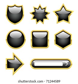 Glossy Buttons with Gold borders. file Eps 8 / only gradient used!