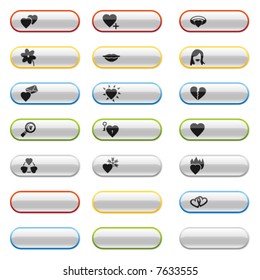 Glossy buttons with love icons