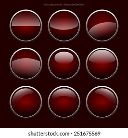 Glossy Buttons (Maroon)