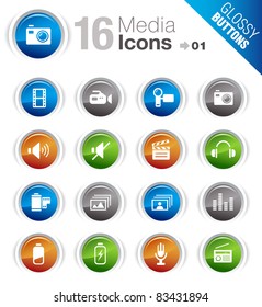Glossy Buttons - Media Icons