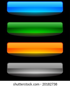 Glossy buttons on dark. Vector illustration.