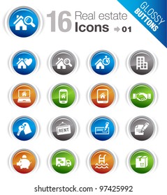 Glossy Buttons - Real estate icons