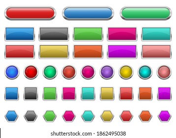Botones de brillo conjunto ilustración de diseño vectorial aislada en fondo blanco