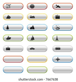 Glossy buttons with travel icons