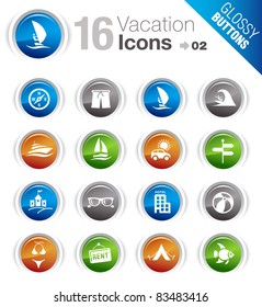 Glossy Buttons - Vacation icons