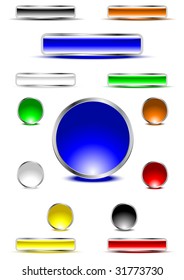 Botones brillantes de varios colores. Vector.