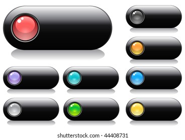 Glossy buttons for web design with spheres, vector illustration