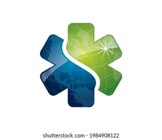 glossy caduceus medical cross world