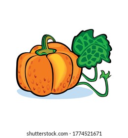 Glossy cartoon pumkin. Vector EPS10 illustration isolated on a white background