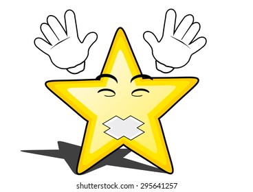 glossy cartoon star with smiley face, emoticon
