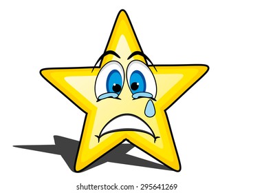 glossy cartoon star with smiley face, emoticon