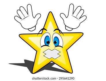glossy cartoon star with smiley face, emoticon