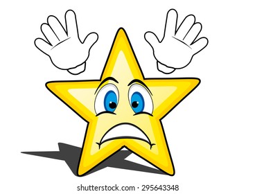 glossy cartoon star with smiley face, emoticon