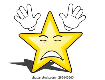 glossy cartoon star with smiley face, emoticon