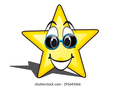 glossy cartoon star with smiley face, emoticon
