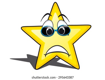 glossy cartoon star with smiley face, emoticon
