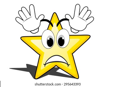 glossy cartoon star with smiley face, emoticon