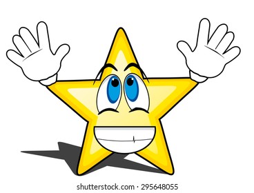 glossy cartoon star with smiley face, emoticon