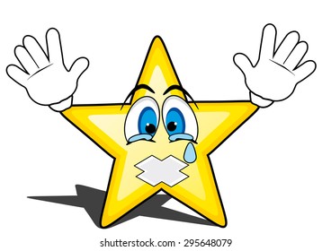 glossy cartoon star with smiley face, emoticon