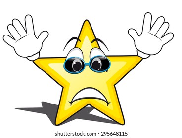 glossy cartoon star with smiley face, emoticon