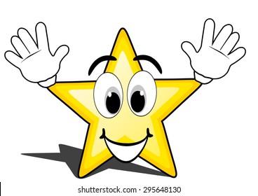 glossy cartoon star with smiley face, emoticon
