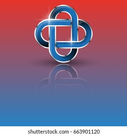 Glossy Celtic pattern. Element of Scandinavian or Celtic ornament. Vector illustration EPS10 for emblem, sign or logo 