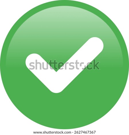 glossy check mark icon vector. yes, true