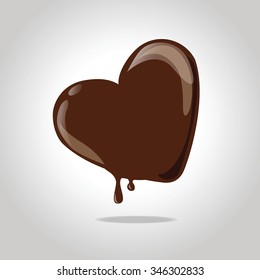 Glossy chocolate melted heart.