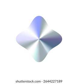 Glossy Chrome Gradient Blob Diamond Shape for Sale Tag, Premium Label, Discount Badge or Original Product Sticker. Modern Iridescent Holographic Emblem for Logo and Promo Design. Vector Illustration