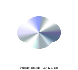 Glossy Chrome Gradient Cloud Shape for Sale Tag, Premium Label, Discount Badge or Original Product Sticker. Modern Iridescent Holographic Emblem for Logo and Promo Design. Vector Illustration