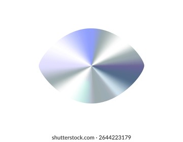 Glossy Chrome Gradient Eye Oval Shape Sale Tag, Premium Label, Discount Badge or Original Product Sticker. Modern Iridescent Holographic Emblem for Branding and Packaging Design. Vector Illustration