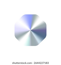 Glossy Chrome Gradient Octagon Shape for Sale Tag, Premium Label, Discount Badge or Original Product Sticker. Modern Iridescent Holographic Emblem for Logo and Promo Design. Vector Illustration