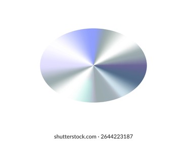 Glossy Chrome Gradient Oval Shape for Sale Tag, Premium Label, Discount Badge or Original Product Sticker. Modern Iridescent Holographic Emblem for Branding and Packaging Design. Vector Illustration