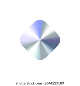 Glossy Chrome Gradient Rhombus Shape Sale Tag, Premium Label, Discount Badge or Original Product Sticker. Modern Iridescent Holographic Emblem for Branding and Packaging Design. Vector Illustration