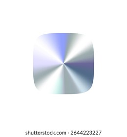 Glossy Chrome Gradient Rounded Square Shape Sale Tag, Premium Label, Discount Badge or Original Product Sticker. Iridescent Holographic Emblem for Promot and Packaging Design. Vector Illustration
