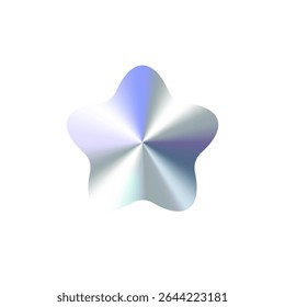Glossy Chrome Gradient Rounded Star Shape for Sale Tag, Premium Label, Discount Badge or Original Product Sticker. Modern Iridescent Holographic Emblem for Logo and Promo Design. Vector Illustration