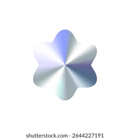 Glossy Chrome Gradient Star Shape for Sale Tag, Premium Label, Discount Badge or Original Product Sticker. Modern Iridescent Holographic Emblem for Logo and Promo Design. Vector Illustration
