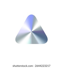 Glossy Chrome Gradient Triangle Shape Sale Tag, Premium Label, Discount Badge or Original Product Sticker. Modern Iridescent Holographic Emblem for Branding and Packaging Design. Vector Illustration