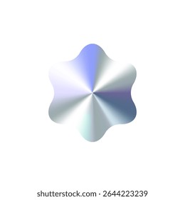 Etiqueta de venda de forma ondulada brilhante do gradiente do cromo, etiqueta premium, distintivo do desconto ou etiqueta original do produto. Emblema holográfico iridescente para marca e design de embalagem. Ilustração de vetor