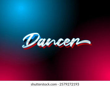 Glossy chrome handwritting dancer logo text in 3d style