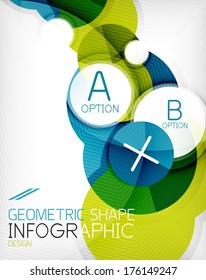 Glossy circle geometric shape info graphic background.