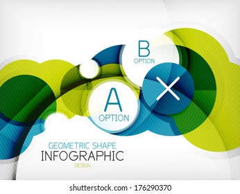 Glossy circle geometric shape info graphic background. 