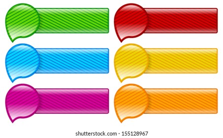 Glossy Circle Speech bubbles with horizontal banners