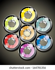 glossy circles.