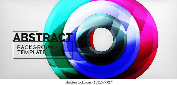 Glossy circles geometric background, vector illustration