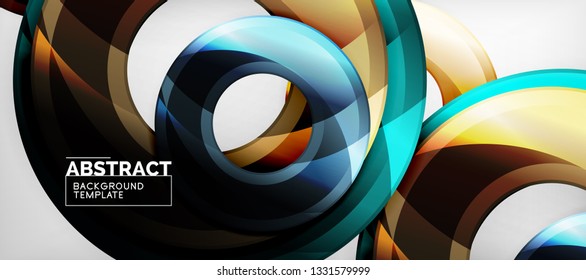 Glossy circles geometric background, vector illustration