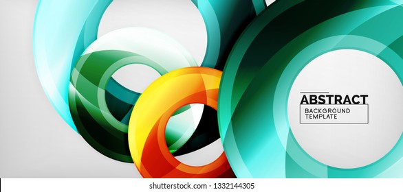 Glossy circles geometric background, vector illustration