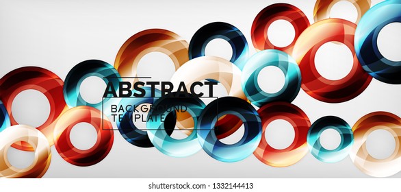 Glossy circles geometric background, vector illustration