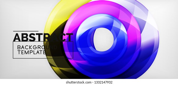 Glossy circles geometric background, vector illustration